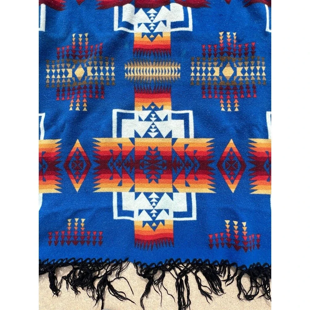 Vintage Mexican Jacquard Trade-Style Blanket Twin Size